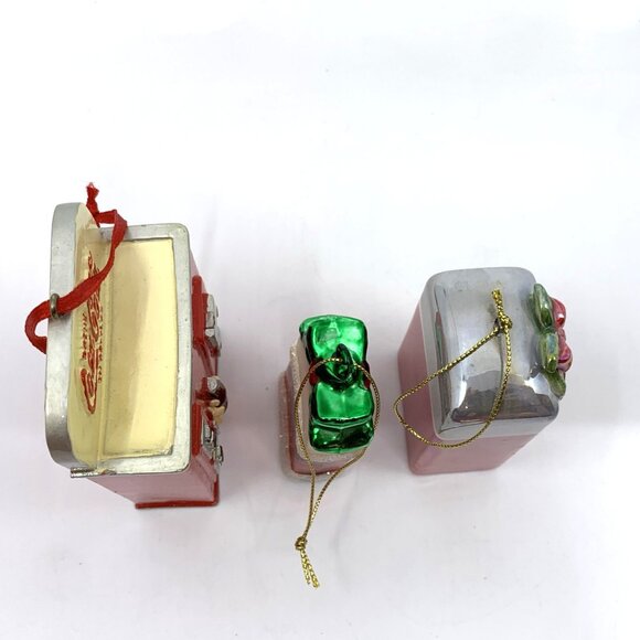 3 Coca-Cola Coke Vending Machine Ornaments Vintage Glitter Porcelain Metal Vtg - Picture 8 of 11